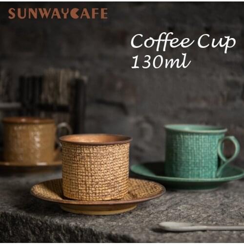 130ml High Quality Ceramic Coffee Cup Espresso Latte Cup Water Milk CupWhit plate and spoon Household Creative Tea Set Gift