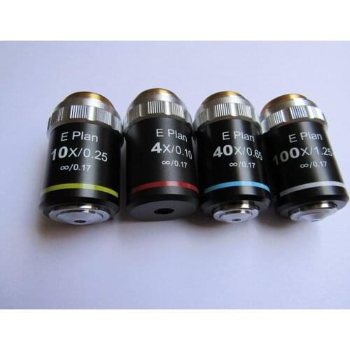 195 flat field infinity chromatic aberration objective lens 4X10X40X100X microscope professional objective lens