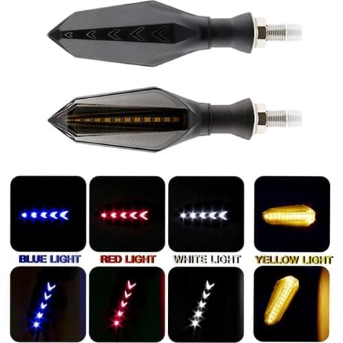 2PCS Motorcycle LED Turn Signals Light Flowing 12SMD Tail Flasher Flowing Water Blinker IP68 Bendable Motorcycle Flashing Lights