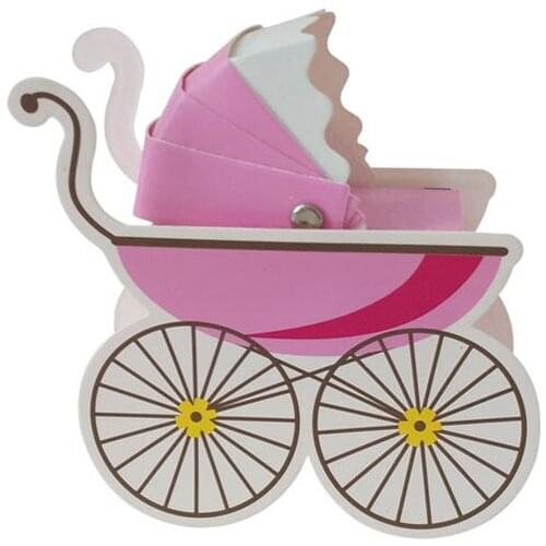 5pcs Paper Candy Box Stroller Shape Baby Shower Favors Kids Birthday Party Wedding Gifts Baby Shower Decor Supplies Gift Bags