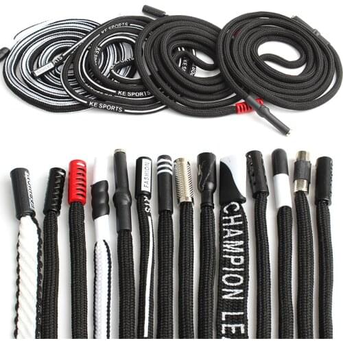 5pcs Sports Pants Drawstring Strap 1.3m Metal Head Trench Coat Black and White Rope Belt Waist Rope Sweater Personality Dec