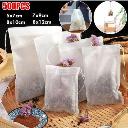 500pcs Non-woven Tea Bags Disposable Draw String Spice Filter Bags(4 Sizes)