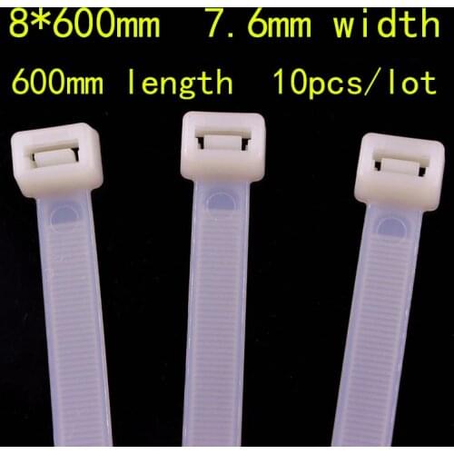 8*600mm Plastic Lock Type Nylon Tie Computer Line Fixed Wraps Network Cable Cord Wire Ties Strap Balck White 100PCS