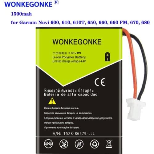 WONKEGONKE 1500mah Battery 361-00019-02 for Garmin Nuvi 600, 610, 610T, 650, 660, 660 FM, 670, 680 battery