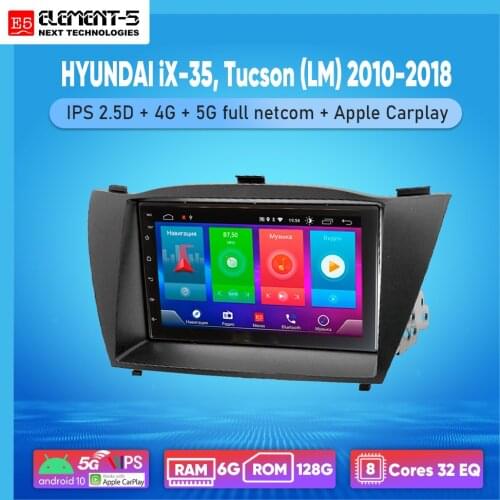 ELEMENT-5 7" 2G+32G Android 8,9,10 4G NET WIFI RDS DSP Car Radio For HYUNDAI iX-35, Tucson (LM) 2010-2018, Navigation GPS HiFi