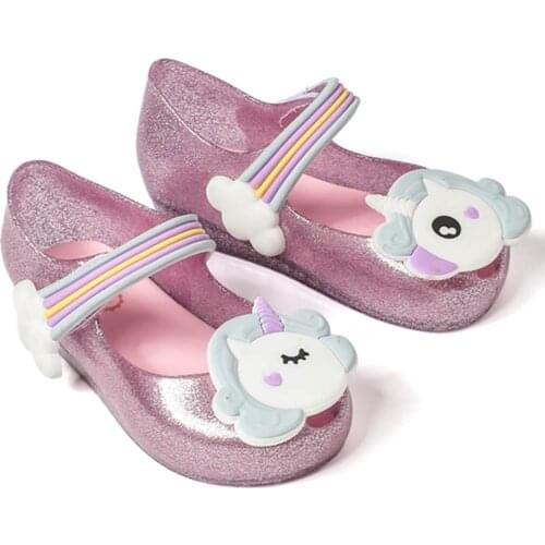 Mel Flex Dargon Sandals 2021 Unicorn Shoes New Winter Jelly Shoe Fish Mouth Girl Non-slip Kids Sandal Toddler Flat Heels