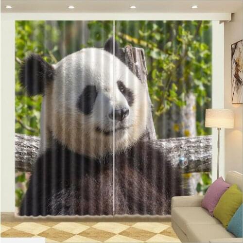 Elegant living room Curtains Pandas pattern Luxury Blackout Window Curtain Living Room Bedroom Cortina Drapes Rideaux pillowcase