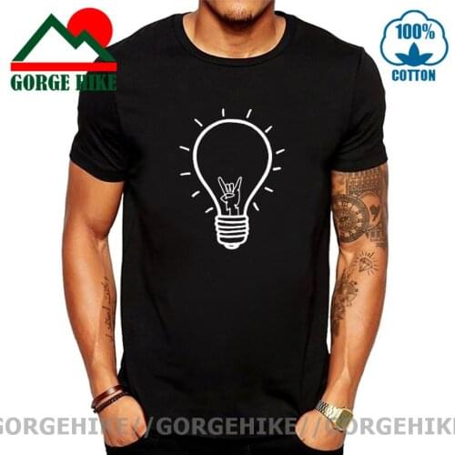 GorgeHike Light Bulb T shirt Rock Wick Design Creative Graphic Tees Hip Hop Streetwear 100% Cotton Black Gift For Rocker T-shirt
