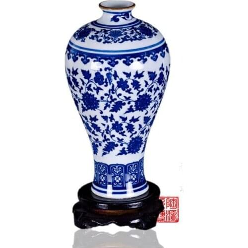 Chinese blue and white porcelain ceramic flower vases with qing qianlong mark