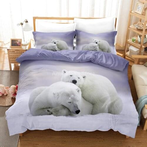 Polar Bear Bedding Set Animal Lovely Quilt Duvet Cover Sets Home Decor Bed Twin Single Queen King Size Fashion Scenery Kawaii