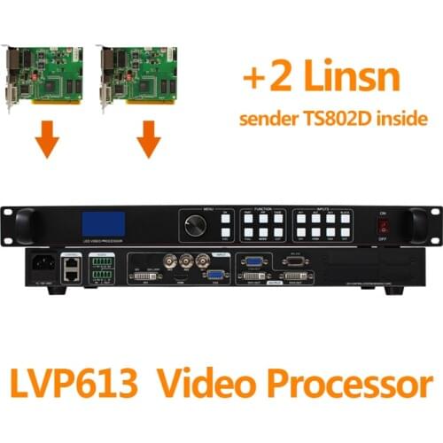 Audio in & out video controller with 2 linsn ts802d sending card compare vp1000 for P4 flexible soft full color led panel