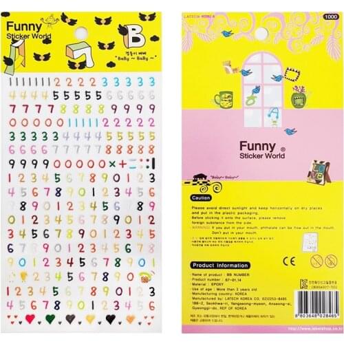 Korea Funny Epoxy Clear Numbers Upper Block Letters Sticker Mini DIY Scrapbooking Hobby Journal Book Home decoration