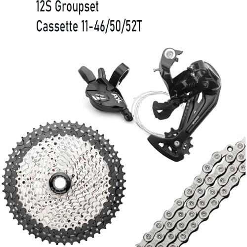 L-TWOO AX 1x12S Groupset Shifter Lever Rear Derailleurs + 1x12 Speed 11-46/50/52T MTB Cassette+ SUMC Bike Chain 12V Group Set