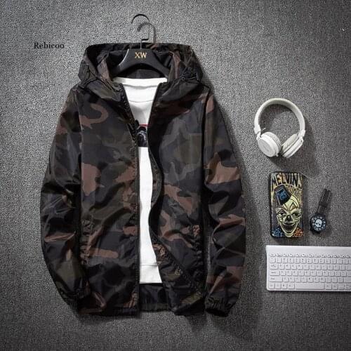 Camouflage Lightweight Jackets Men Hooded Slim Fit Long Sleeve Zipper Coat Army Tactical Military Jackets Men Clothing