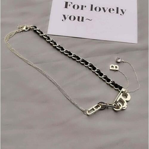 Big Letter Thick Chain Statement Necklace Personality Hip hop Wide Black Weave Leather Designer Choker Collares 2020 New Jewelry