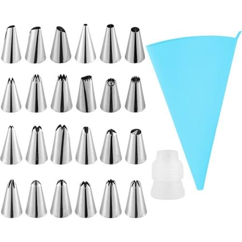 8/14/26 Pcs Pastry Nozzle Cream Pastry Bag Set Silver Fondant Decor Stainless Steel/TPU Kitchen Gadgets Multi Purpose