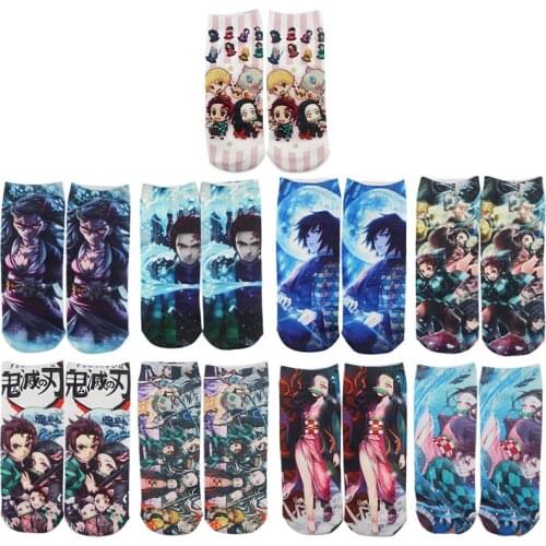 Anime Demon Slayer Kimetsu no Yaiba Socks cartoon unisex Casual Non Slip Breathable Comfortable short Tube couple Socks Cosplay