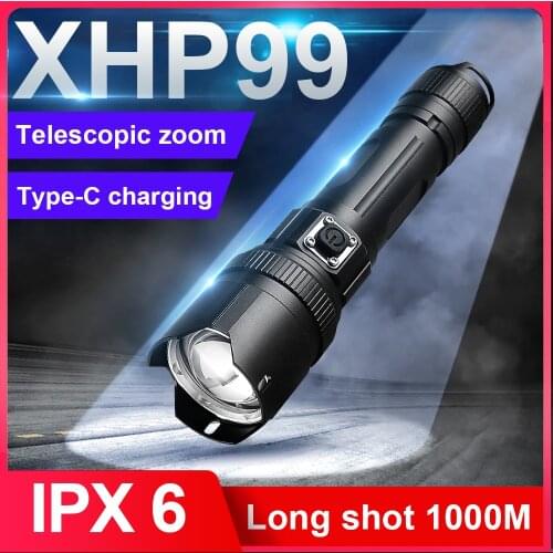 Newest XHP99 Most Powerful Flashlight Rechargeable Led Torch Usb Tactical Flashlights 18650 26650 XHP50 Outdoor Night Work Light