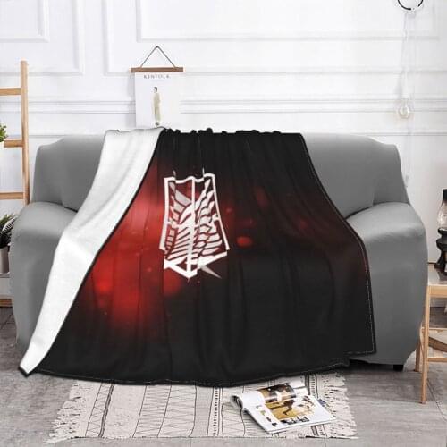 Attack On Titan Blankets Fleece Winter Portable Throw Blankets Anime AOT Bedspreads for Sofa Car