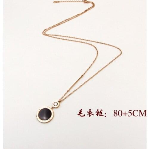 2021 New Fashion Long Necklaces For Women Circle Tag Stainless Steel Sweater Necklace Length 80cm "Forever love" SN004