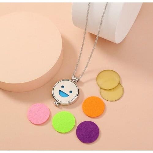 Minar Trendy Handmade Neon Green Luminous Smiley Face Pendant Necklaces for Women Rock Multiple Smile Stainless Steel Necklace