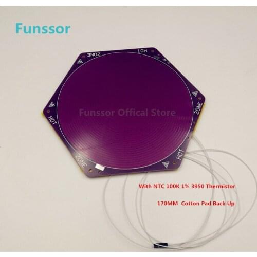 Delta kossel rostock Heated Bed With 170mm Cotton Pad Back FR4 DC12V 100W with SMD thermistor