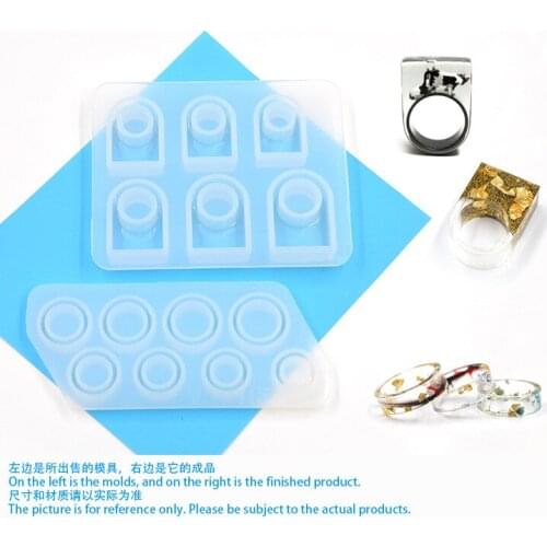 8 piece DIY Clear Silicone Ring Mould For Epoxy Resin with Real Flower Handmade Jewelry Tools Equipments resin molds for jewelry