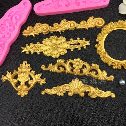 European style retro rattan relief lace silicone mold turning sugar chocolate cake decoration baking DIY glue dropping mold