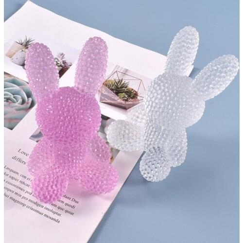 Crystal Epoxy Resin Mold 3D Rabbit Bunny Desktop Ornament Casting Silicone Mould F3MD