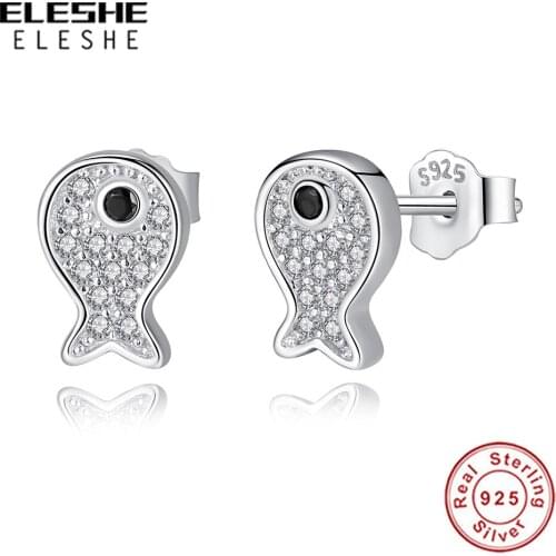 Fish Stud Earrings for Girls Solid 925 Sterling Silver Enamel Animal Ear Studs Cute Jewelry Gifts for Kids