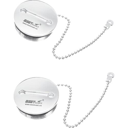 2 Pieces Replacement Marine 2" Boat Deck Fill Cap with Chain Fuel Water Gas