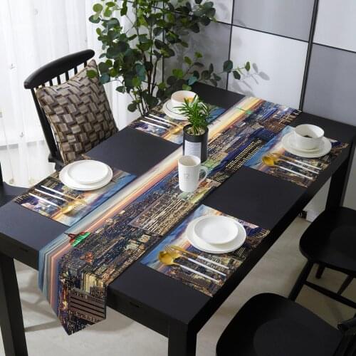 Modern City Table Runner Table Mats Cover For Home Wedding Banquet Festival Party Catering Hotel Table Decoration