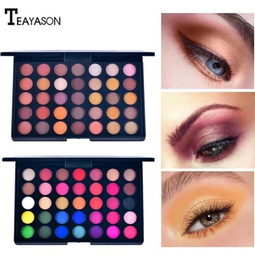 TEAYASON 35 Colors Pearl Matte Eye Shadow Plate Orange Earth Color Eyeshadow Tray Mix Is Not Easy To Remove Natural Makeup TSLM1