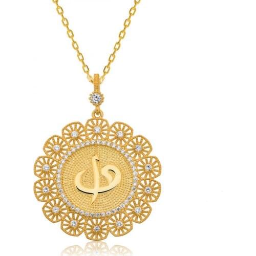 Tevuli 925 Sterling Silver Gold Plated Aleph Vav Lady Necklace