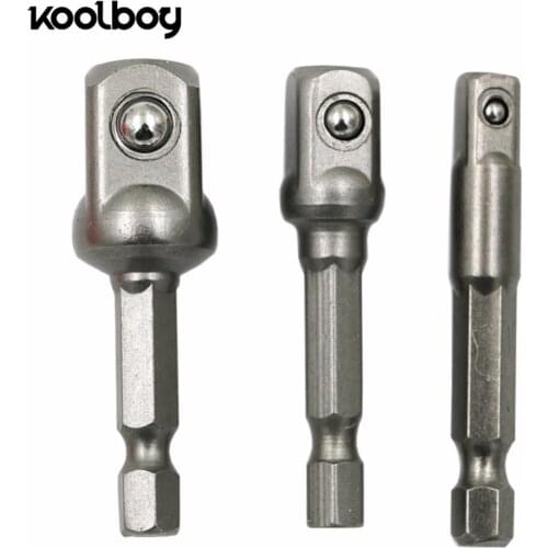 Koolboy 3Pcs/set Hex Shank Chrome Vanadium Head Extension Drill Bits Socket Adapter Drilling set Power Tools 1/4" 3/8" 1/2"