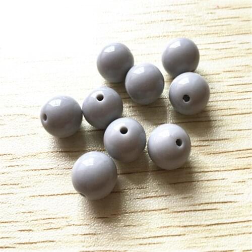 Choose size) 6mm/8mm/10mm/12mm/14mm/16mm/18mm/25mm light grey color Acrylic Solid Beads for Necklace Jewelry