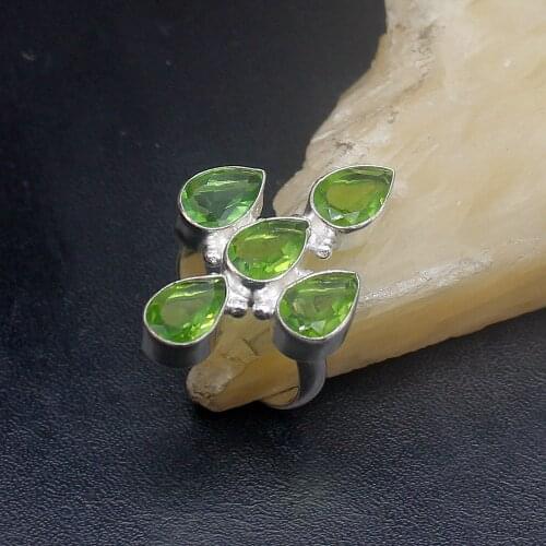 Gemstonefactory Jewelry Big Promotion Single Unique 925 Silver Gorgeous Green Topaz Women Men Gifts Rings 7.5# 20212560
