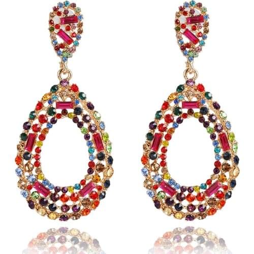 YaYi Jewelry Bohemia New Multi Glass Rhinestone Dangle Crystal Womens Fashion Ancient Silver Color Gem Wedding Earrings Gift