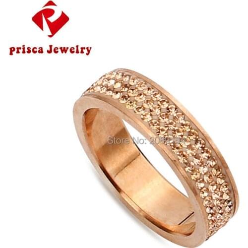 Women Wedding Bands Jewelry Fashion CZ Double Female Stainless Steel Round Jewelry Tension Setting Four Size