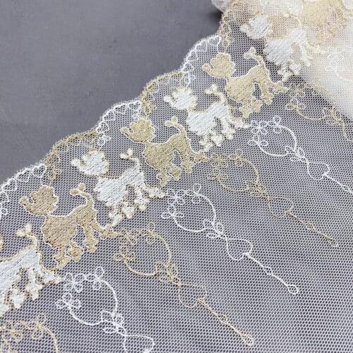3Yards/lot Soft Mesh Embroidery Golden Lace Clothing Accessories Trims 22.3cm Dress Skirt Handmade Accessories Home