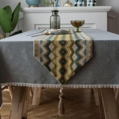 American country geometric table runner fringes living room jacquard coffee table mat TV cabinet dust cover bed runner towel