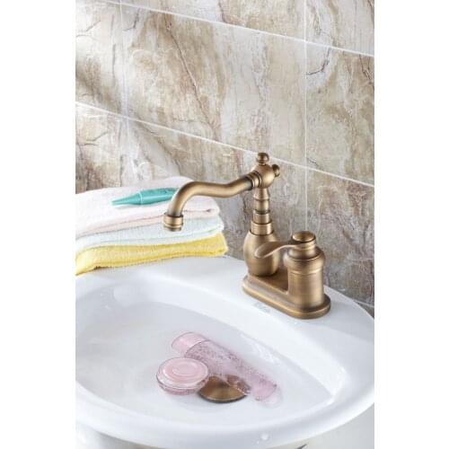 European-Style Antique Double-Hole Basin Faucet Inter-Platform Basin Black Ancient Two Handlers and Two Holes Hot and Cold