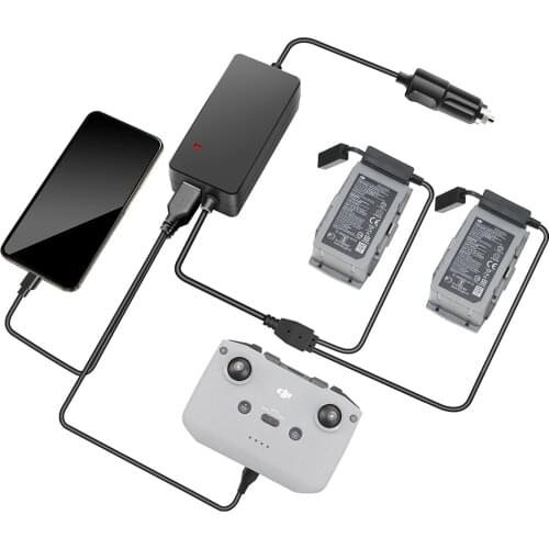 Car Charger For DJI Mavic Air 2 Battery Charging Hub Mavic Air 2 fast Charger Battery Car charger Connector with 2 USB ports