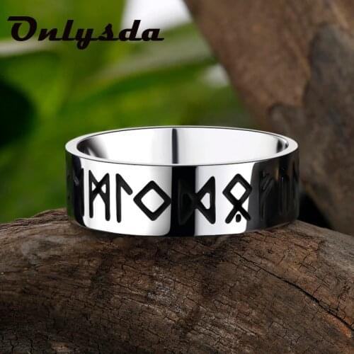 Freeshipping Stainless steel Odin Norse Viking Amulet Rune Men Ring Fashion Words Retro Rings Jewelry Party Gift
