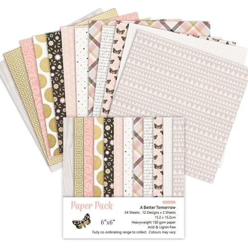 A Better Tomorrow 24 sheet 6"X6" Scrapbooking design patterned paper pack handmade craft paper craft Background pad AlinaCraft