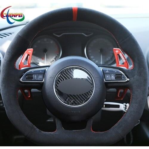 DIY Black Suede Car Steering Wheel Cover For Audi A6 (C7) 2012-2016 Q3 2013-2017 Q5 2013-2017 Q7 2012-2015 Car Accessories