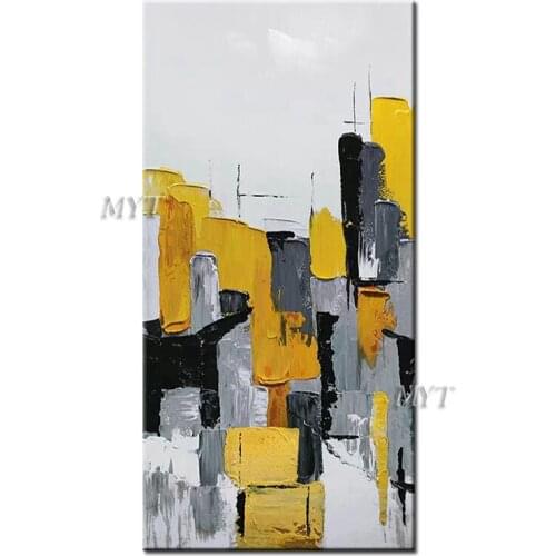 Black And White And Yellow And Grey Abstract Oil Painting Wall Art Home Decor Picture Modern On Canva 100% Handpainted No Framed