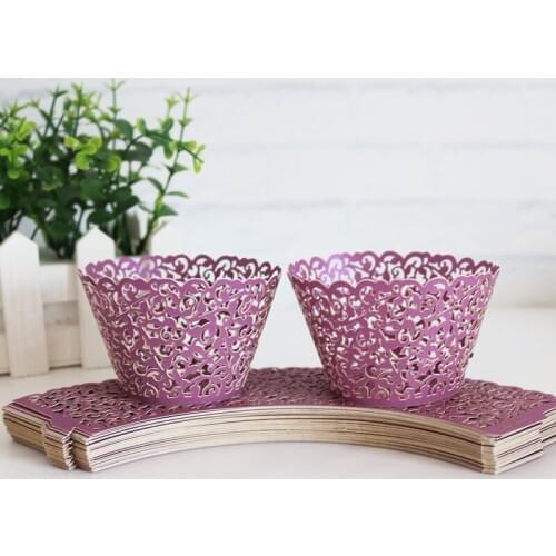 Flower design Party 50pcs Pearl Paper Cupcake Wrappers Cake Toppers Mermaid Party Birthday Party Decoration