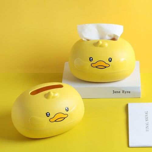 Cute Duckling Modeling Tissue Box Holder Living Room Office Tea Table Tabletop Napkin Container Cartoon Tissue Storage Case