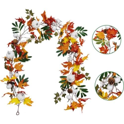 Artificial Maple Leaf Vine Decorative Autumn Leaves Garland Fake Foliage String For Thanksgiving Halloween Garden Decor